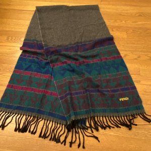 FENDI Vintage Geometric Aztec Winter Scarf